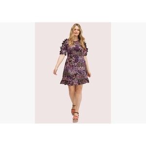 Kate Spade Pacific Petals Floral Smocked Dress Purple Size 4 Feminine Silk Blend